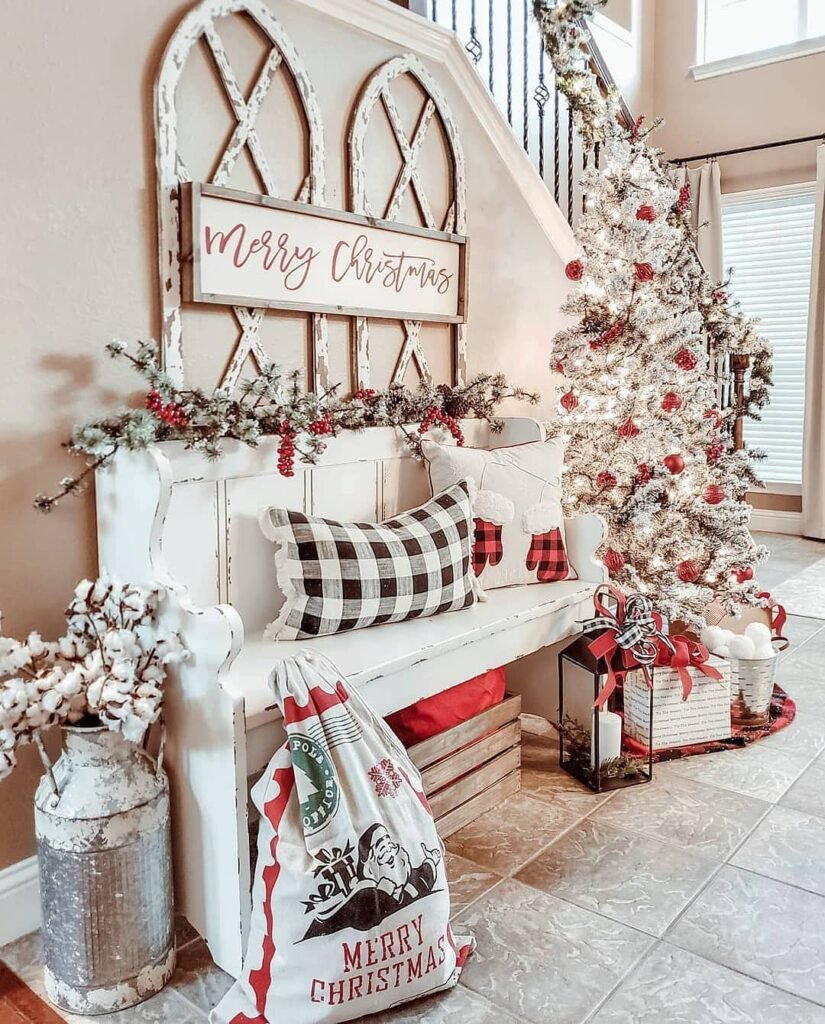 Cute Christmas Entryway Decor Ideas