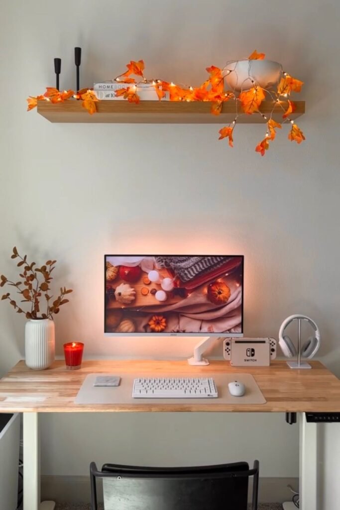 Lighted fall garland