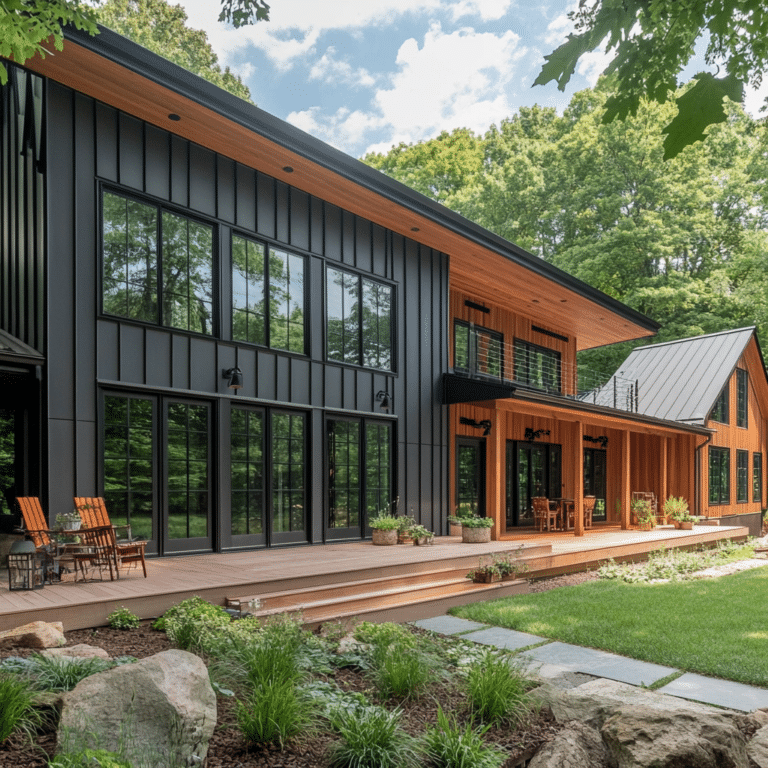 Modern Black and Wood Farmhouse