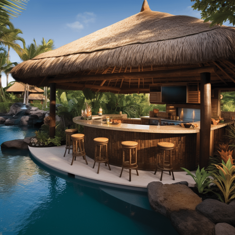Tiki pool with Kitchen