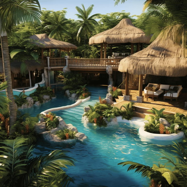 Tropical pool with kitchen